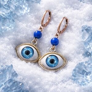 Blue Evil Eye Dangle Earrings – Unique Statement Jewelry